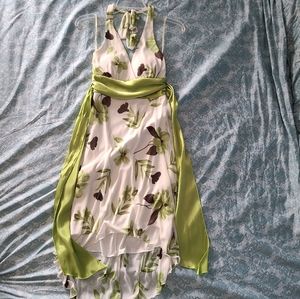 White Spring Halter Flower Dress